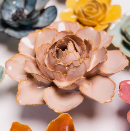 Ceramic Flower Camellia ROSE PINK | 5.5"