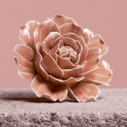 Ceramic Flower Champagne Rose PINK | 3.75"