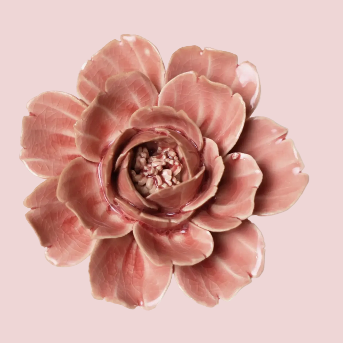 Ceramic Flower Champagne Rose PINK | 3.75"