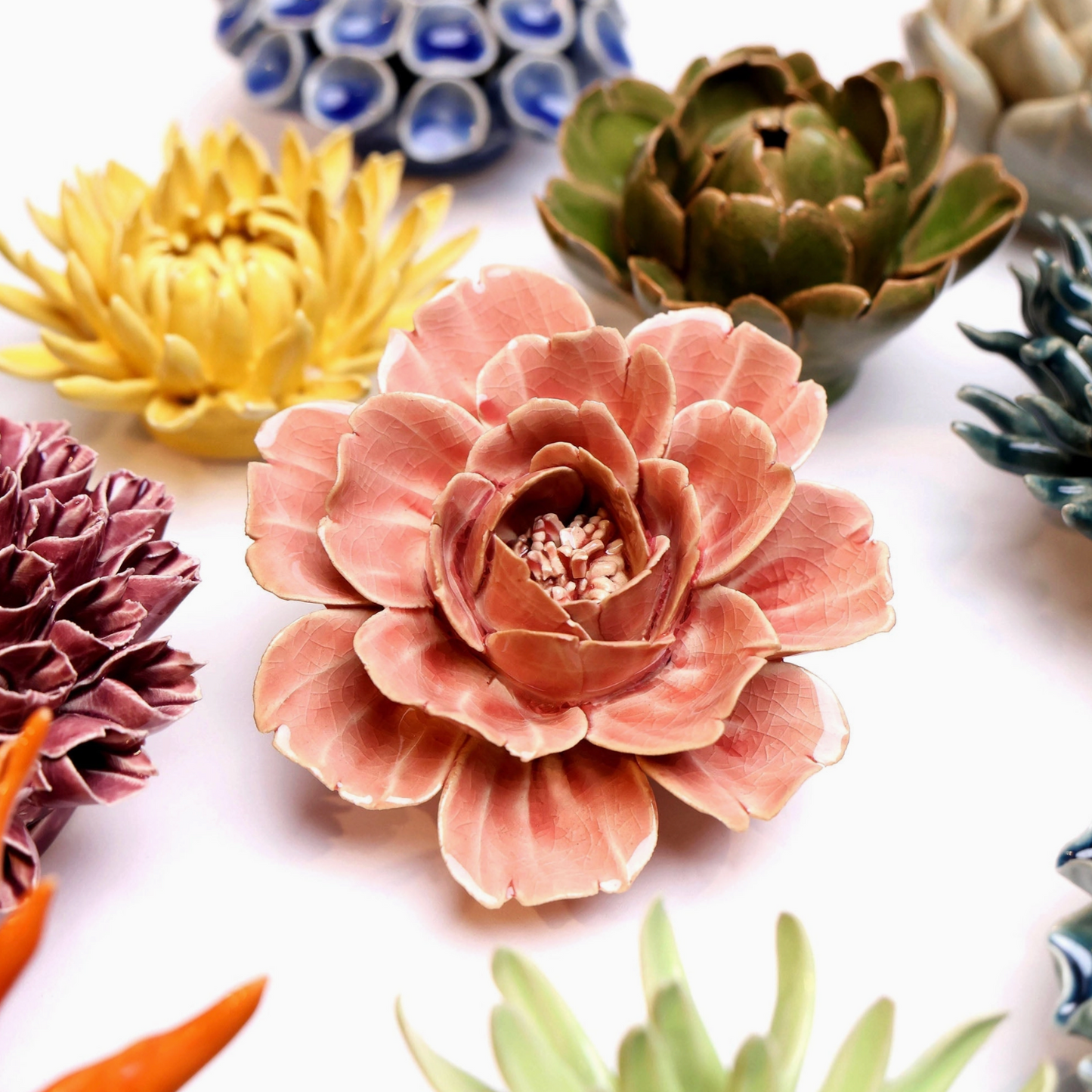 Ceramic Flower Champagne Rose PINK | 3.75"